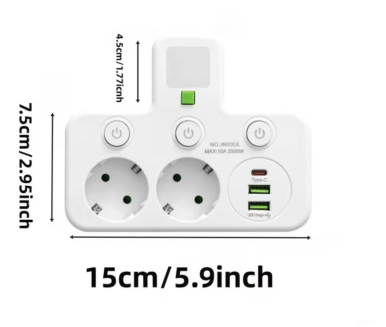 Pistorasiahaaroitin 2 paikkaa USB USB C AM Asennus